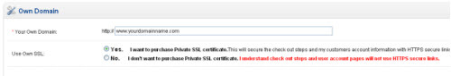 SSL Certificate Option Screen