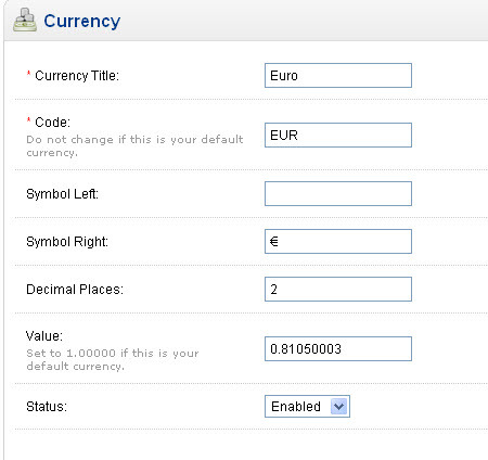 how to change currencies
